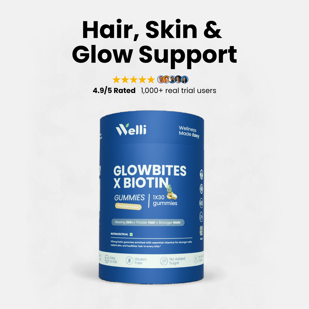 GlowBites X Biotin | Hair, Nails & Skin Gummies